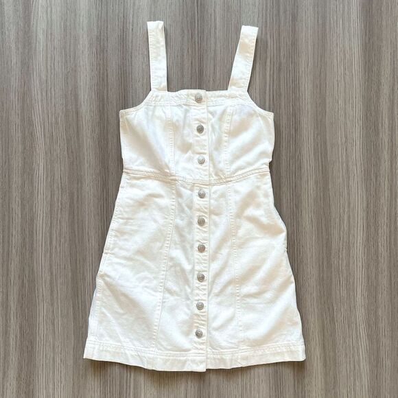 NWT Madewell Square-Neck Sleeveless Denim Mini Dress White 00 - Picture 2 of 10